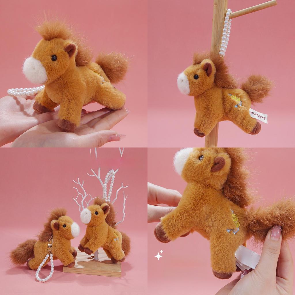 Plush Pony Keychain With Soft Polyester Fleece For Kids Gift And Bag Decor