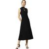 European and American dresses high-necked women's sleeveless solid color casual ins temperament long dress dress with diamonds