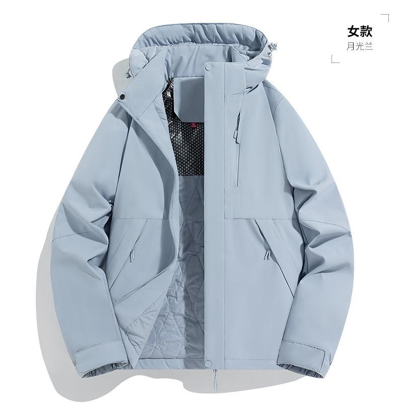 New Cotton-padded Men s Graphene Outdoor Windproof and Waterproof Mountaineering Suit Thermal Jacket Men s Couple Black Gold Cotton-padded Clothes L