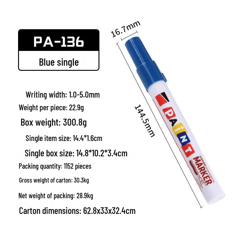 Waterproof Quick-Dry Fade-Resistant Paint Pen for Tires, Graffiti, Metal Touch-Ups, and Construction Marking