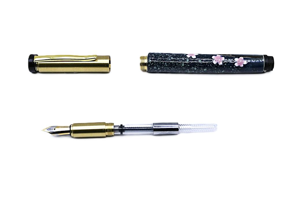 Kiyoteru Handcrafted Porcelain Fountain Pen Cherry Blossom Blue Star with Converter