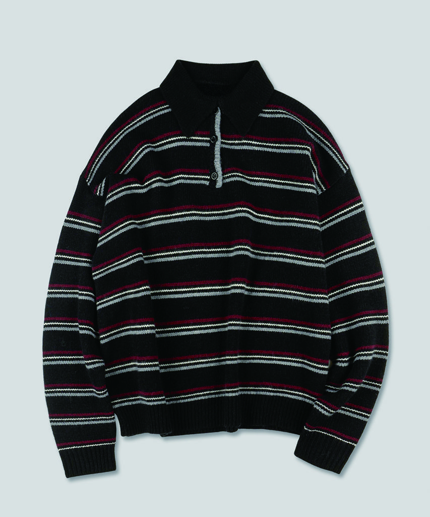 GRAPH PLATFORM Striped Collar Knit