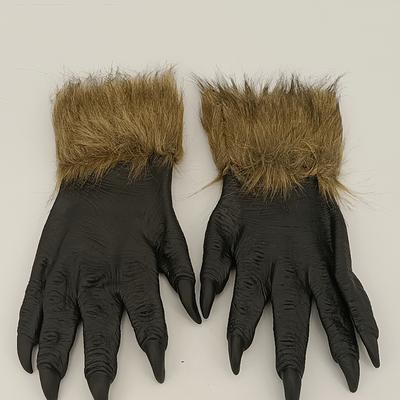 1Pair Wolfman Gloves Faux Costume Prop Halloween Novelty Artificial Fur Mane