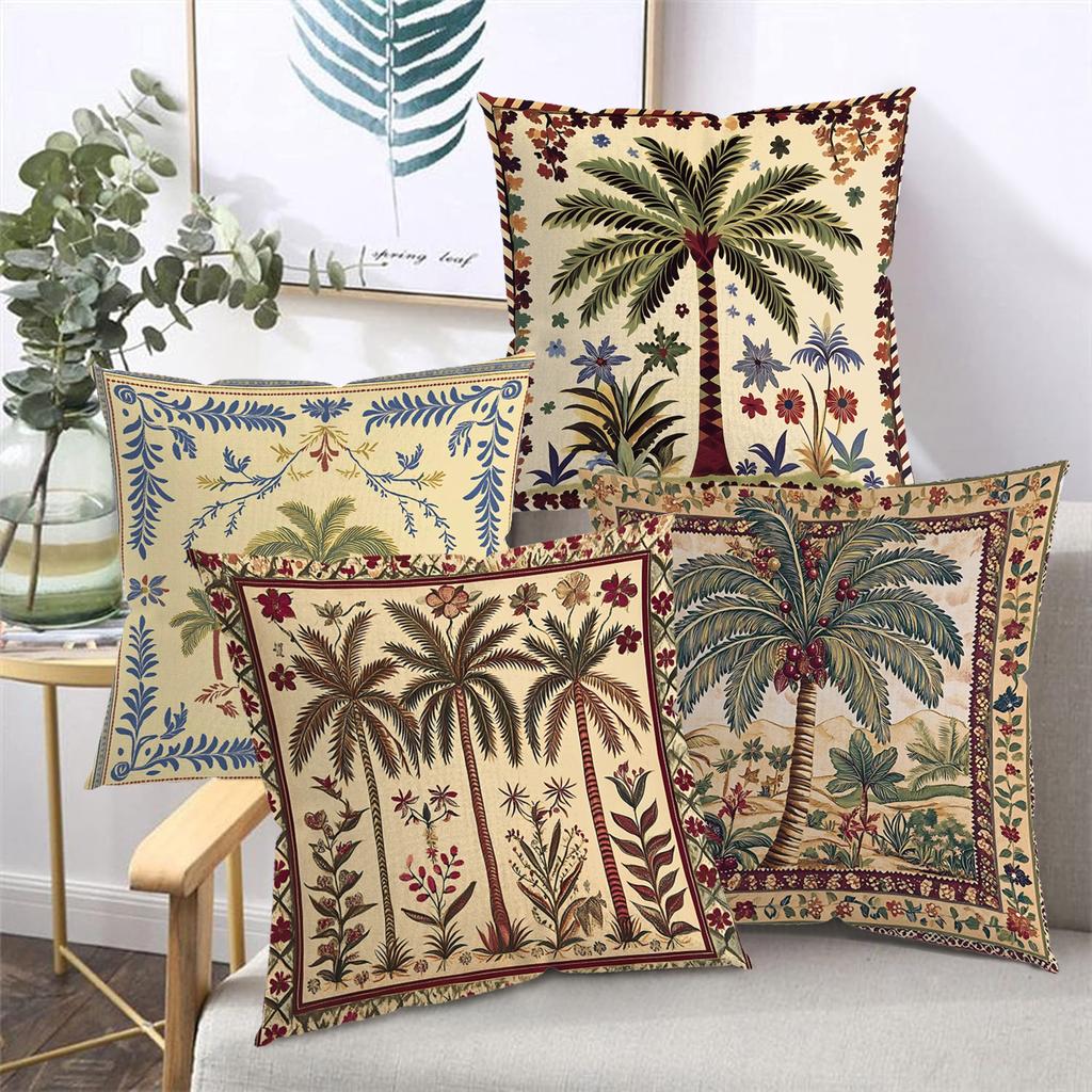 2D Flat Printed Palm Tree Patterned Cushion Covers Polyester pillowcase, sofa decorative cushion cov Headboard Pillow