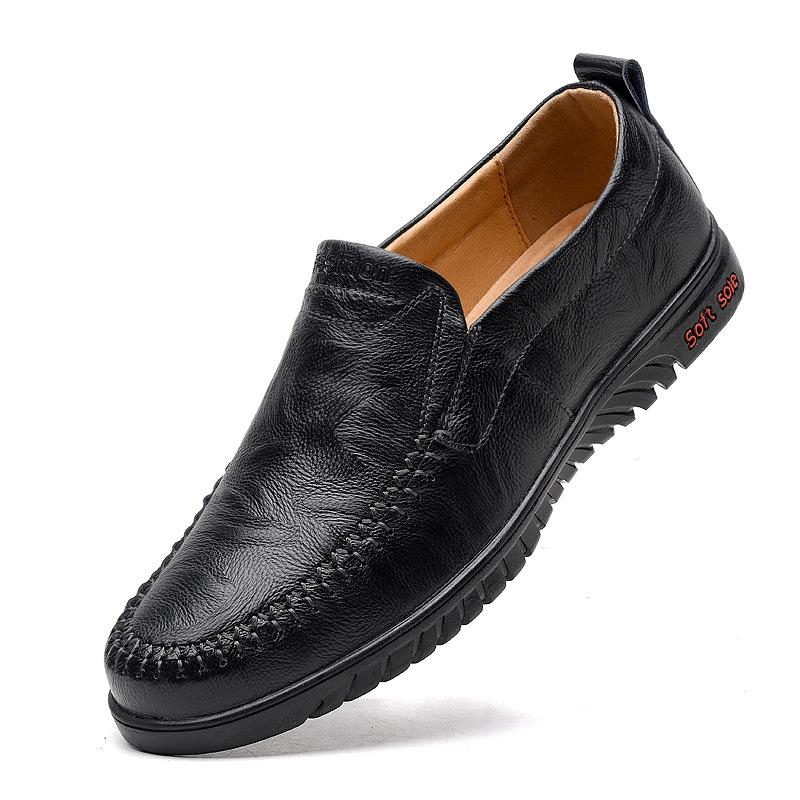 Plus Size Spring Shoes Male Genuine Leather Fashion Youth Men's Casual Leather Shoes Cowhide Men's Shoes