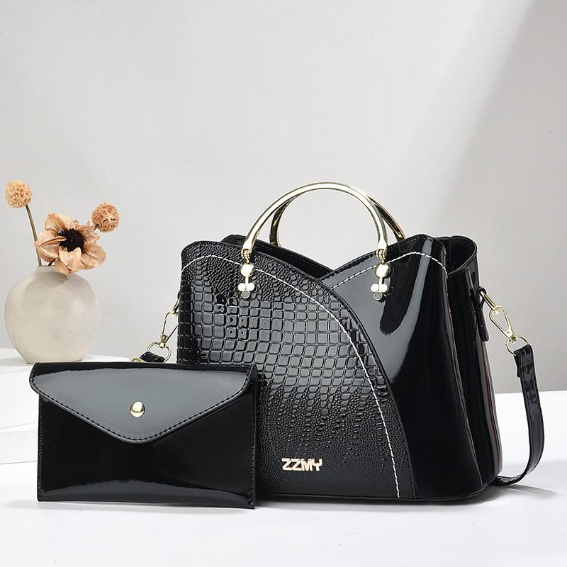 Stylish And Spacious New Women s Tote Bag With Trendy Crocodile Pattern In Burgundy White Black