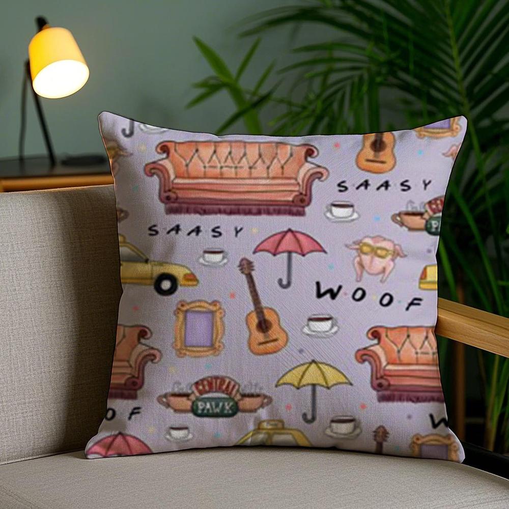 Classic F-Friends Tv Show Cushion Cover Soft Short Plush Double-Sided Printing Home Decor Machine Washable Pillow Case Gift