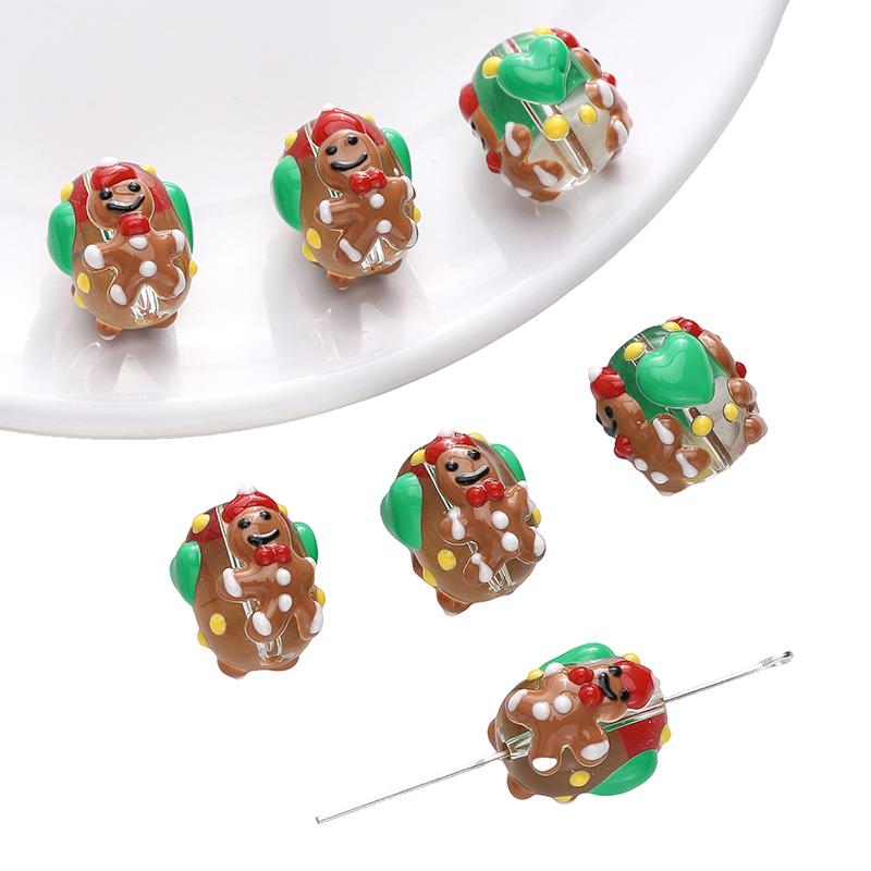 1pc/bag Christmas Series Glazed Colored Hand-Painted Beads DIY Bracelet Necklace Earrings Jewelry Accessories