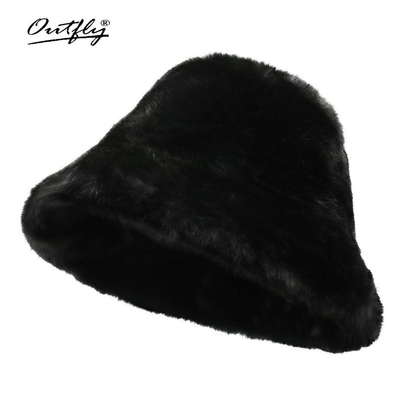 

Женская осенне-зимняя универсальная теплая плюшевая шляпа-ведро, шляпа-ведро, визуально уменьшающая лицо, модный одиночный предмет, однотонная шляпа-ведро one size fits all чёрный