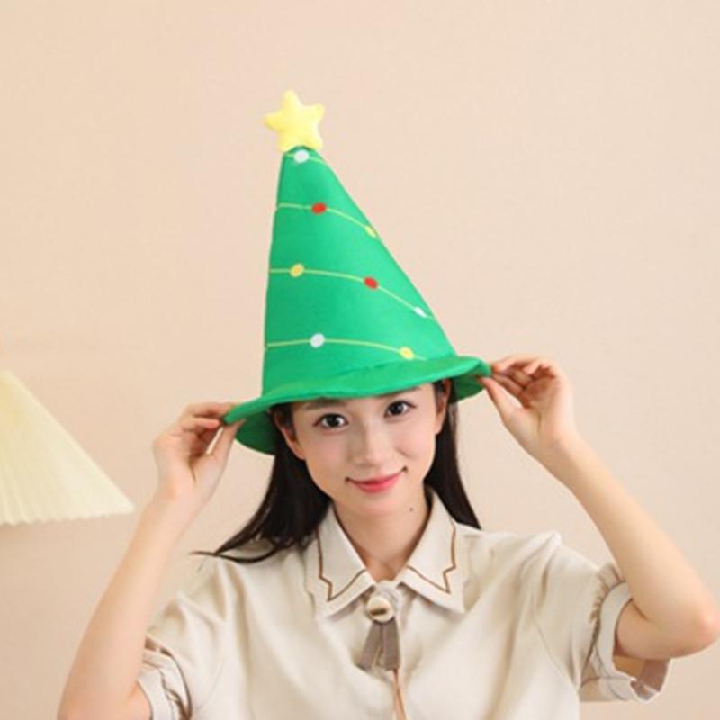 Portable Holiday Christmas Tree Costume Hat with Festival Ornament Comfort Fits for Parties Supplies Home Accessory