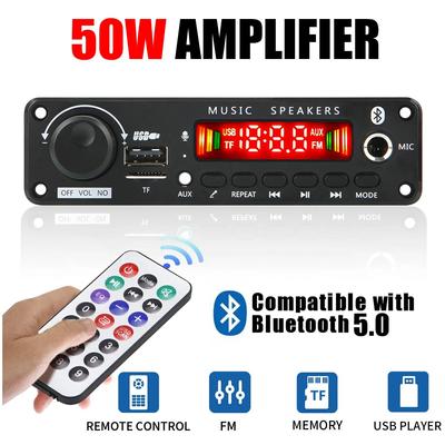 50W DIY Amplifier Bluetooth MP3 Decoder Board DC 12V  Wireless Car Audio Music Player 6.5mm Microphone TF USB FM Radio with Mic