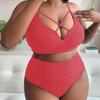 Übergröße High Waist Spaghettiträger Einfarbig Bikini Badeanzug - P005