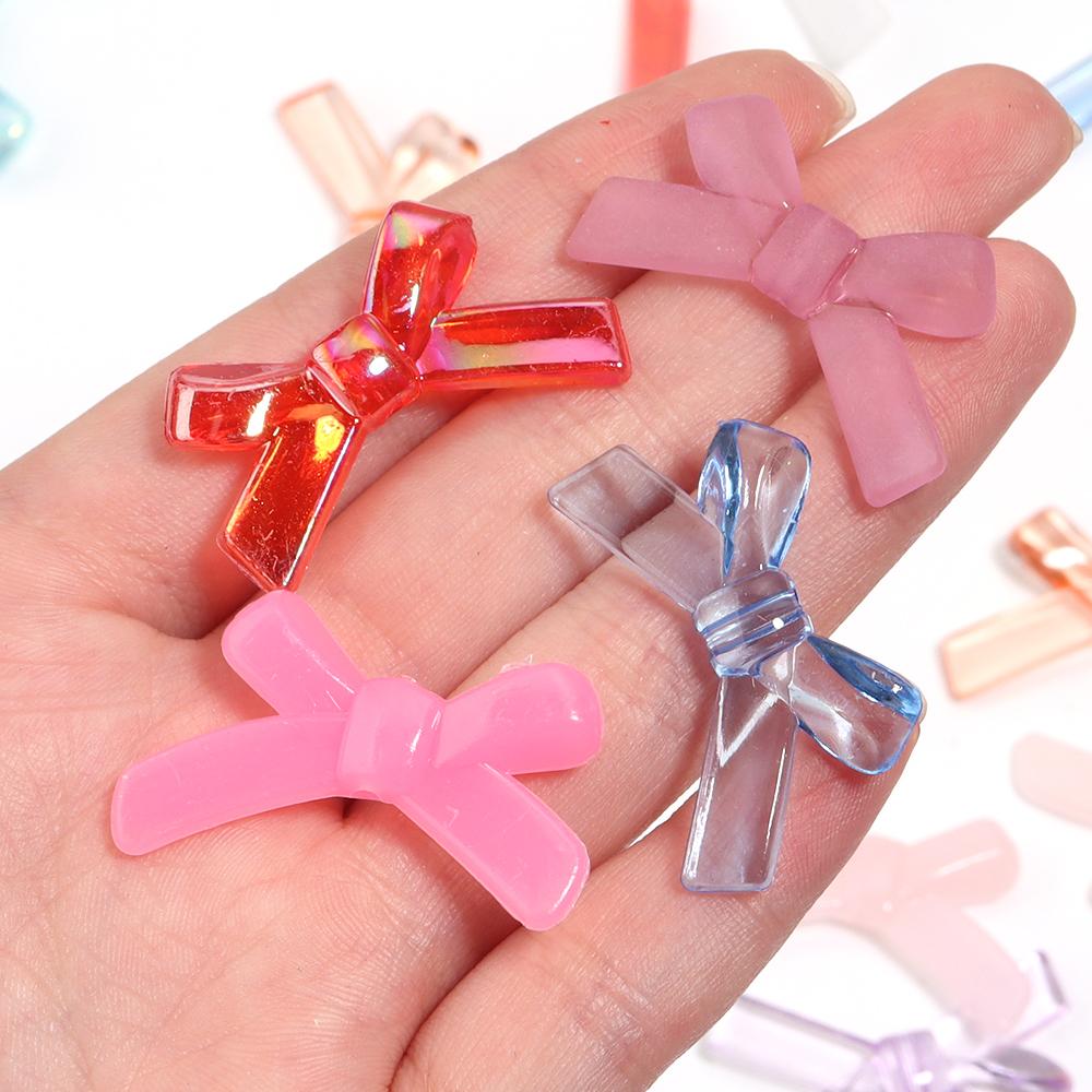 20pcs/lot Bow Acrylic Beads Mix Color Loose Charm Bead for Jewelry Making Accessories DIY Earrings Keychain Beaded Material