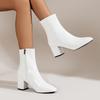 Women S Square Toe Side Zip High Heel Ankle Boots