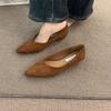 2025 New Spring Autumn New Thick Low High Heels Women Brown Black  Shoes Work Office Flock Pumps for Ladies Comfort Shoes