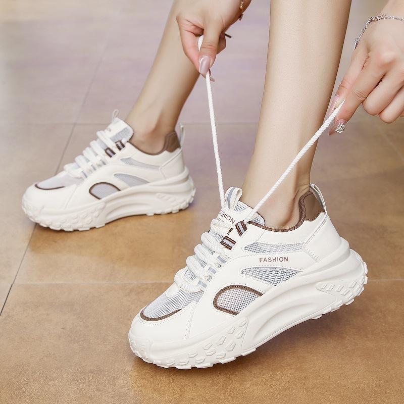 Autumn Mesh Heightening Dad Shoes Women's 2025 New Versatile Muffin Thick-soled 5CM Sports and Leisure Shoes Women's Shoes