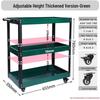 Adjustable 3-Tier Hand-Push Tool Cart for Auto Repair - Multi-Functional Mobile Workshop Storage.