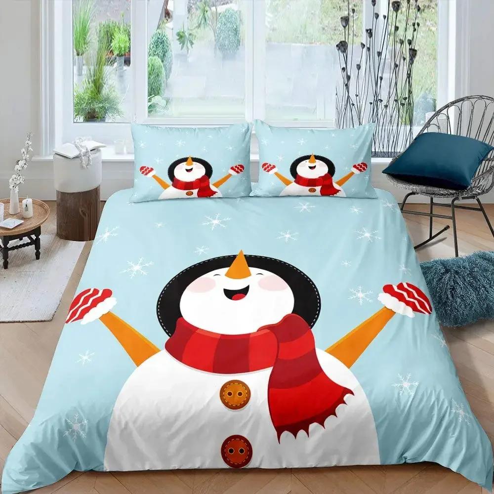 

Комплект пододеяльников со снеговиком для девочек, рождественский комплект постельного белья со снеговиком, новогодний комплект постельного белья из полиэстера в мультяшном стиле 70x133cm 2pcs