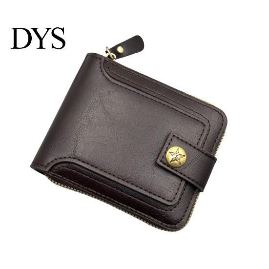 Anti-Theft Card Holder Men Faux Leather Wallet Large Capacity with ID Window Zipper Coin Pocket Button Vintage Front Multi-Slots Credit Durable