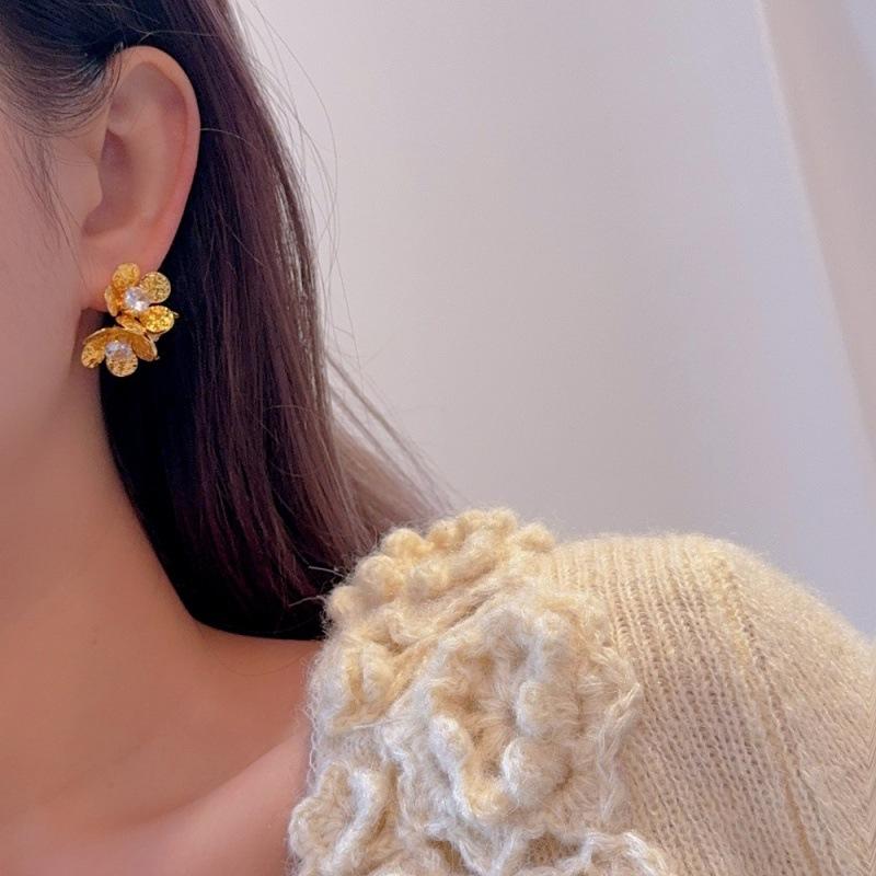  Exquisite Design Metal Flower Drop Earrings For Women Zircon Crystal Dangle Earrings Punk Party Ear Jewelry Personality Gifts