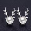 S925 Sterling Silver Pearl Reindeer Antler Stud Earrings – Temperamental Personality I Deer Have You Christmas Gift