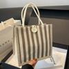 Lunch Box Bento Bag Women'S Fashion Vertical Striped Tote Bag Women Go To Work To Carry Rice Hand Bag