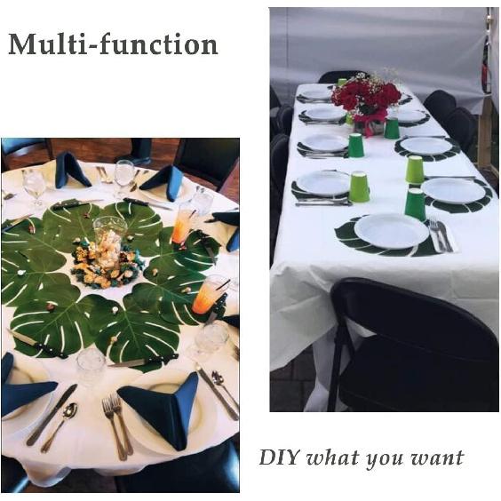 Hopeak Artificial Palm Leaves 24 Pieces Large Palm Leaves for Hawaiian Luau Party Jungle Beach Theme Party Birthday Table and Wall Decorations