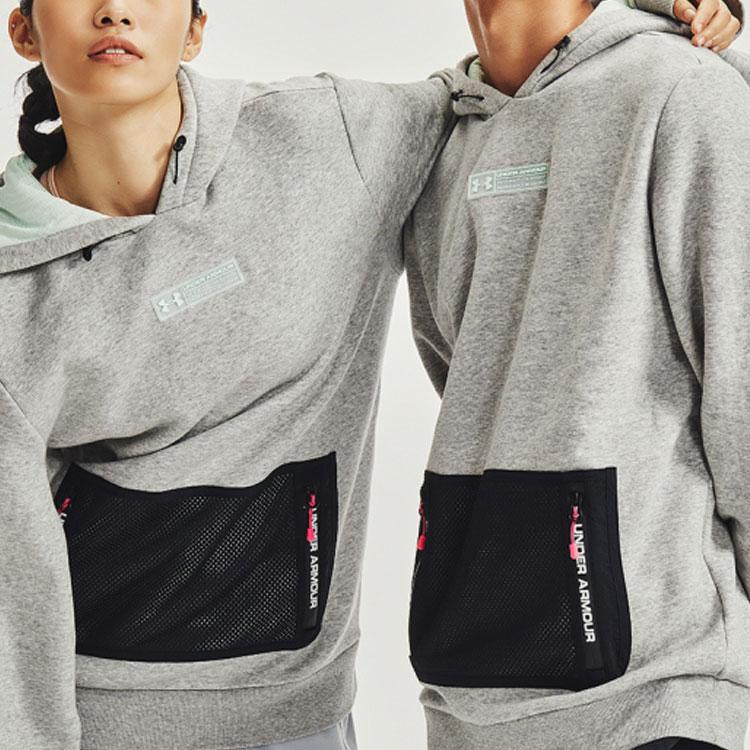 Under Armour Retro Color Block Pocket Fleece Hoodie Men Hoodies Gray 1359141-014