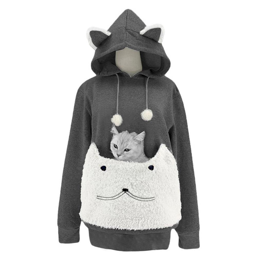 European & American Fashion Embroidered Women's Pet Hoodie with Large Pocket - Bestseller in Stock