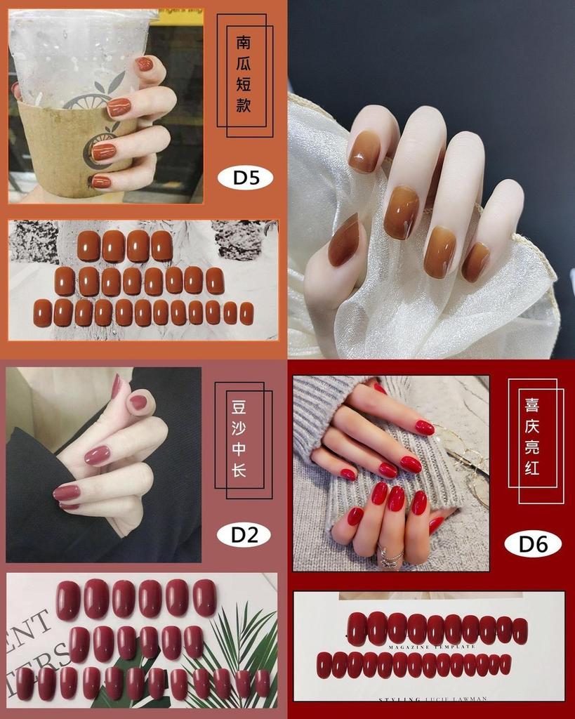 Bunte Süßigkeiten-Kollektion 24-teiliges Set kurzer dünner Nagelfolien in Uni-Farben