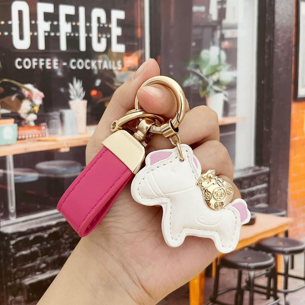 Portachiavi in Pelle con Ciondolo Pony Cartone Animato: Braccialetto della Ricchezza Immediata per Coppie, Accessorio per Auto e Borsa