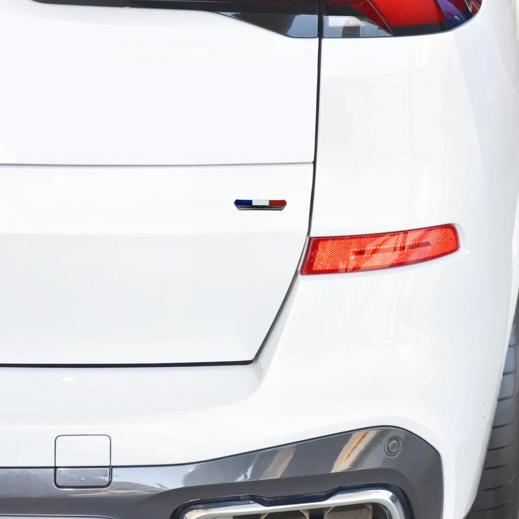 Limitierte Edition Französische Nationalflagge Aluminium Klebeemblem Heckklappenabzeichen Kotflügelaufkleber Karosserieaufkleber Autoemblem