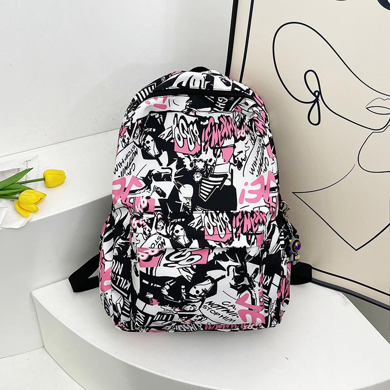

College students 2025 autumn foreign fashion schoolbag handsome boys junior high school students personalized backpack men s trend backpack розовый