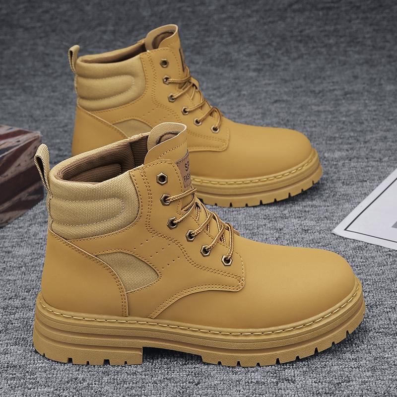 Men's Boots New Four Season Soft Sole Outdoor Thick Sole Versatile High Top Boots Anti Slip Wear-resistant Casual Shoes Zapatos
