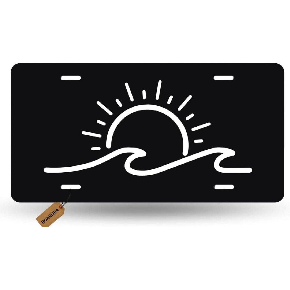 Sunrise And Ocean Wave Decorative License Plate Sunset And Ocean Wave Decorative Aluminum Car License Plate For Women Men 12 X 6 Inch