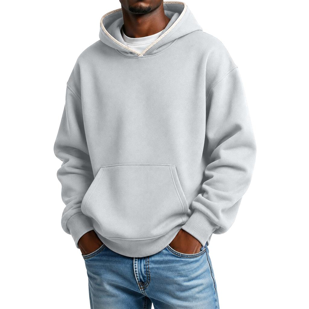 Sudadera con capucha casual para hombre, color liso, ligera, hombros caídos, para primavera y otoño