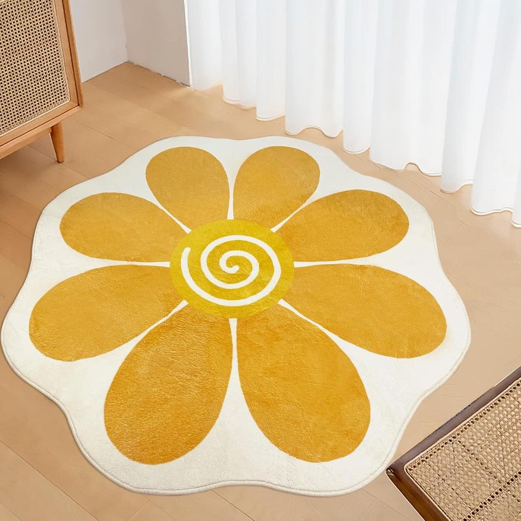 Round Living Room Carpet Large Size Bedroom Bedside Carpets Study Chair Floor Mat Cute Flowers Style Home Decoration Rugs