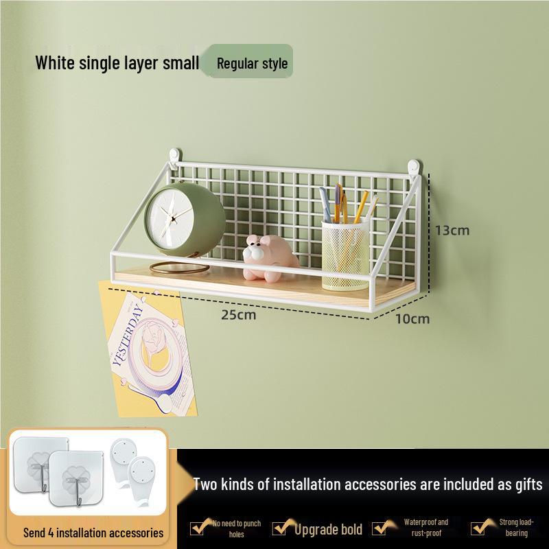 No-Drill Wall-Mounted Shelf: Bedside Hanging Basket for Dorms and Bedrooms