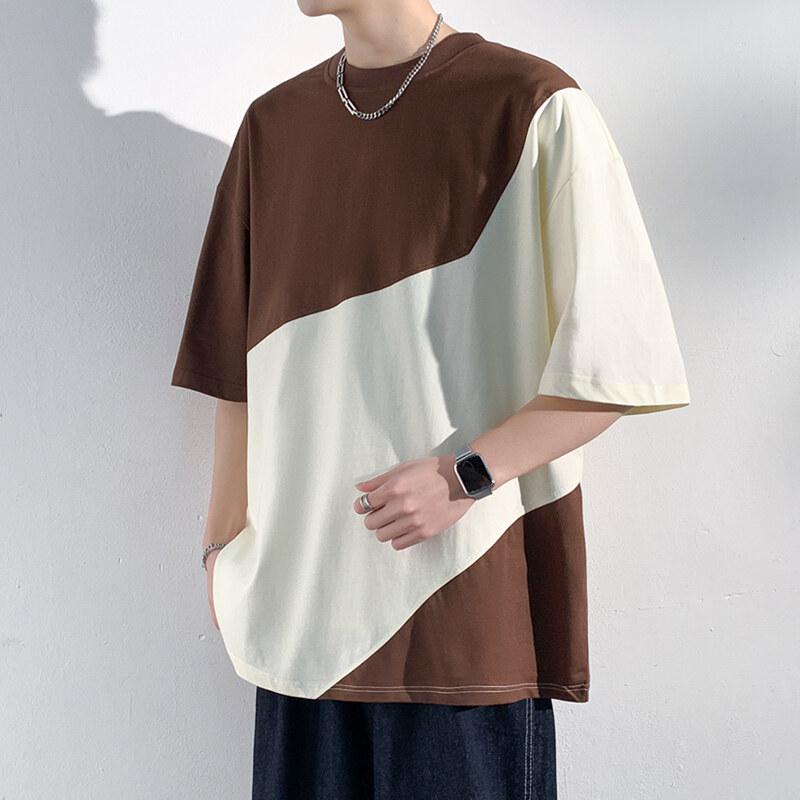 

Летние винтажные полосатые мужские футболки с коротким рукавом, модные повседневные топы Harajuku, мужская уличная одежда, свободная мужская одежда XL кофейный