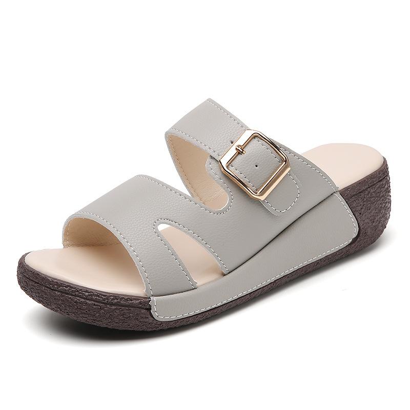 

Summer new mother slippers are comfortable to wear outside women s sandals summer soft-soled casual leather wedge heel platform sandals women 35