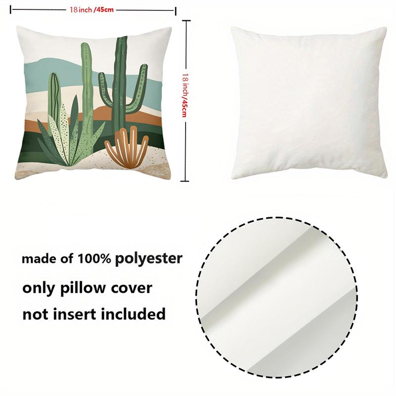 Cactus And Mountain Patterned Decorative Throw Pillows Polyester Pillowcase, Sofa Decorative Cushion Cov Headboard Pillow