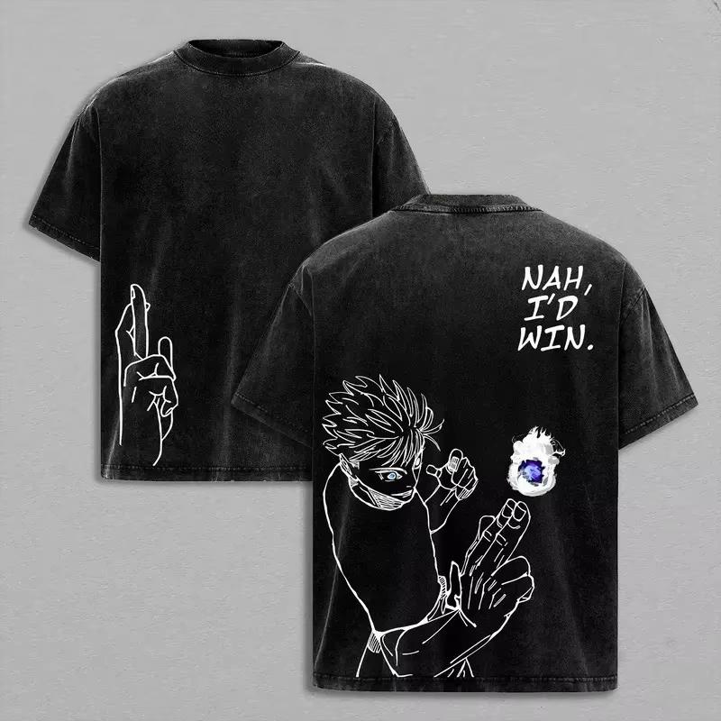 

Gojo Satoru Anime Jujutsu Kaisen Printed Tshirt Mens and Womens Washed Tshirt High Quality Vintage Cotton Tshirt Tops M