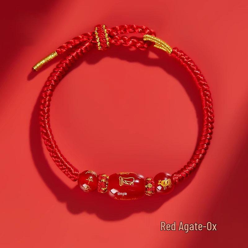 2026 Year of the Horse Zodiac Red Rope Bracelet - Women's/Men's Tai Sui Protective Charm for Horse, Rat, Ox, Rabbit Signs