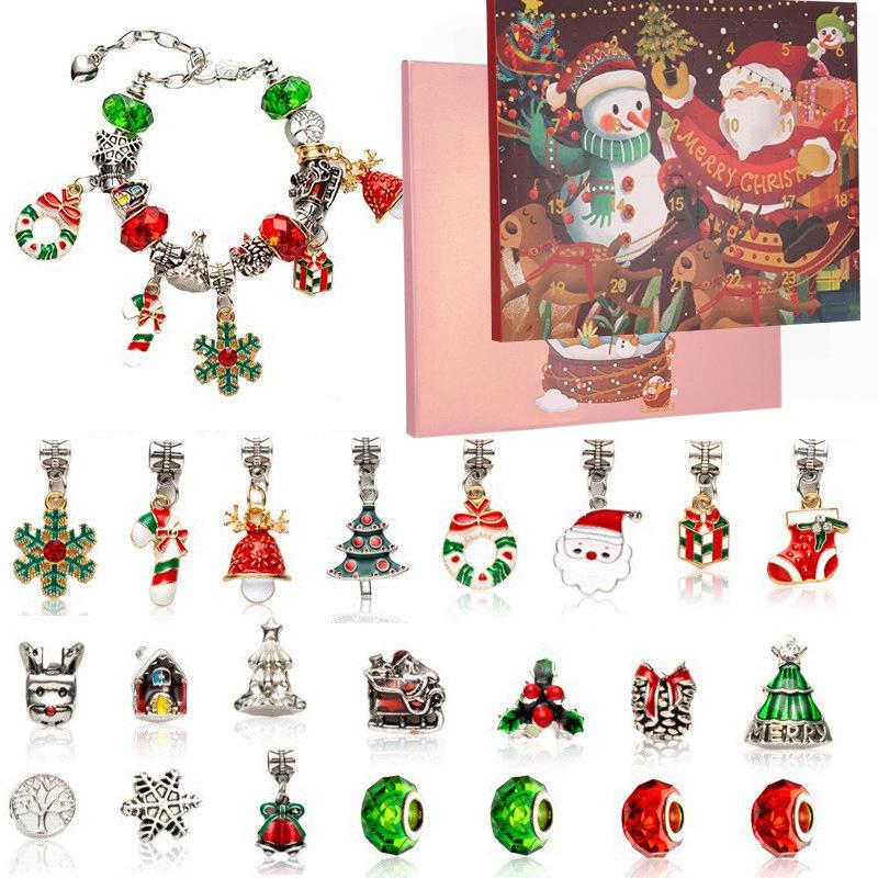 Cross-border Christmas Countdown 24-Grid DIY Bracelet & Necklace Set for Kids