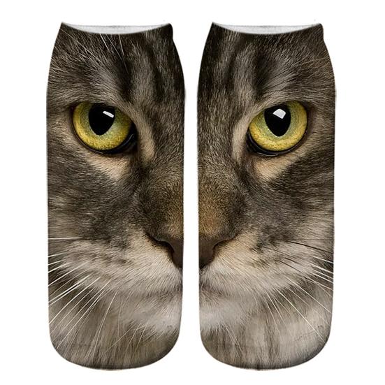 Realistic Cat Face Socks 3D Cat Print Socks Breathable Cute Kitten Socks Funny Xmas Birthday Gifts for Women Men Cat Lovers