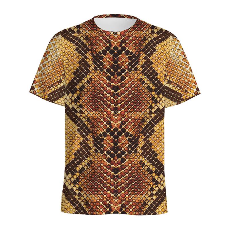 Fashion Snake Scales Pattern T-shirt For Men 3D Printed Animal Skins Graphic Round Neck Tee Shirt