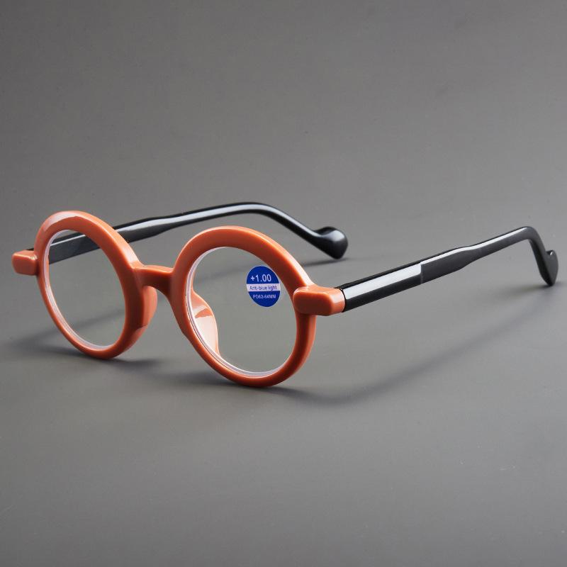 New middle-aged and elderly anti-blue glasses women's European and American retro literary personality round frame reading high definition reading gla