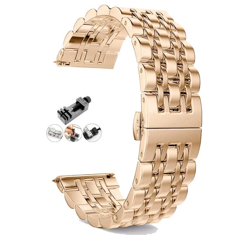 Stainless Steel band For Samsung Galaxy watch 6/5/4/Classic metal link bracelet amazfit GTS-GTR-4-3-mini-bip 3 20mm 22mm strap