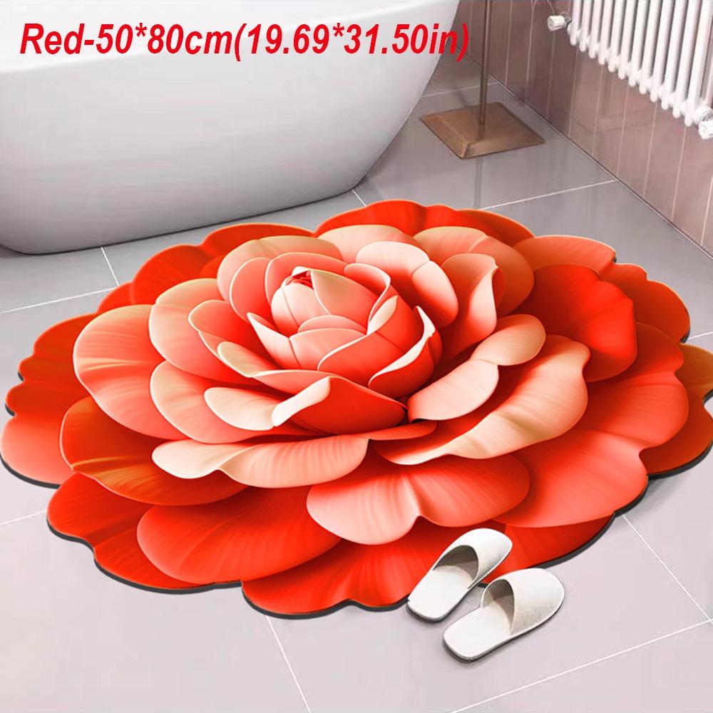 Special-shaped Peony Floor Mat Non-slip Door Gasket Blanket  for Living Room Tea Table Bedside