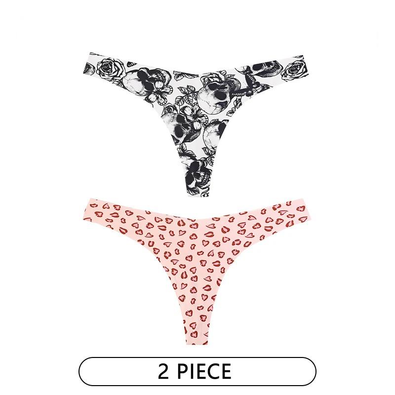 

TERMEZY, 2 шт./лот, сексуальные женские трусики без следов, нижнее белье с низкой талией и принтом, стринги, нижнее белье, соблазнительные стринги, дышащее нижнее белье S
